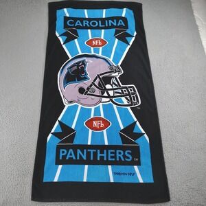 Vintage Carolina Panthers Towel NFL Football Black Blue Cotton 90s Beach Bath